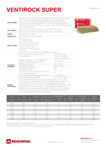 Technický list CZ VENTIROCK SUPER