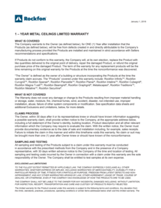 Metal Ceilings Warranty