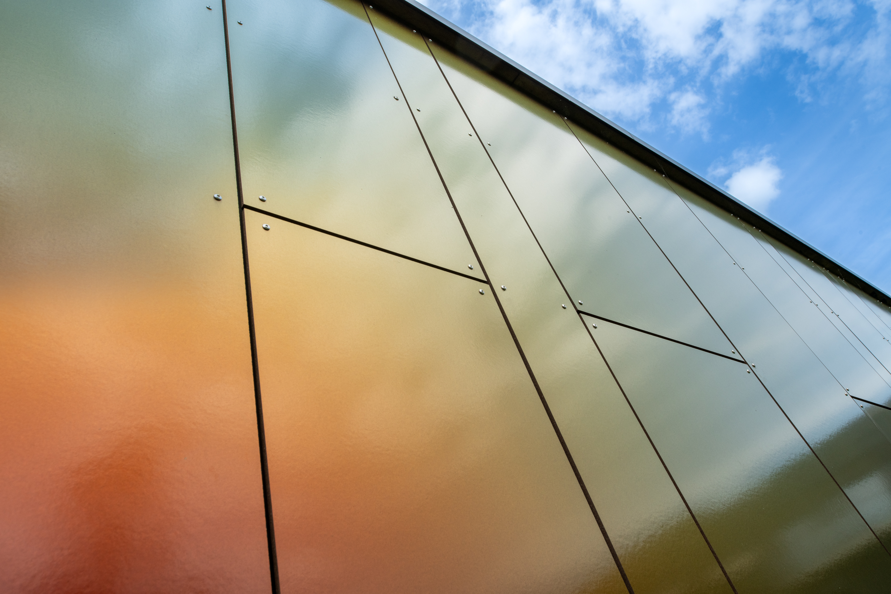 Case Study, École de Nameche, BE, Colours special RAL 100 90 50 & Chameleon red gold purple