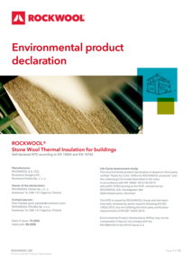 EPD -Deklaracja środowiskowa produktów ROCKWOOL