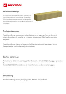 Produktdatablad, Facadelamel Energi