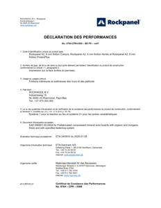 Déclaration des performances Rockpanel A2 8mm - BEFR