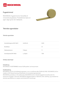 Produktdatablad, Fugestrimmel