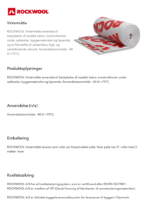 Produktdatablad, Vintermåtte