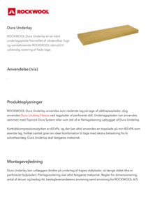 Produktdatablad, Dura Underlay