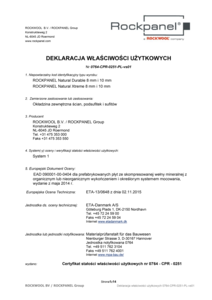 Deklaracje właściwości użytkowych Rockpanel Natural 10 mm - PL