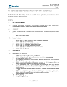 Rockfon Traditions Panels and Cornices Specification