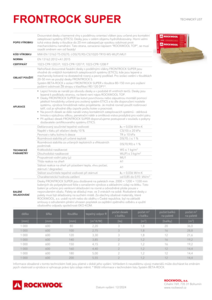 Technický list CZ FRONTROCK SUPER