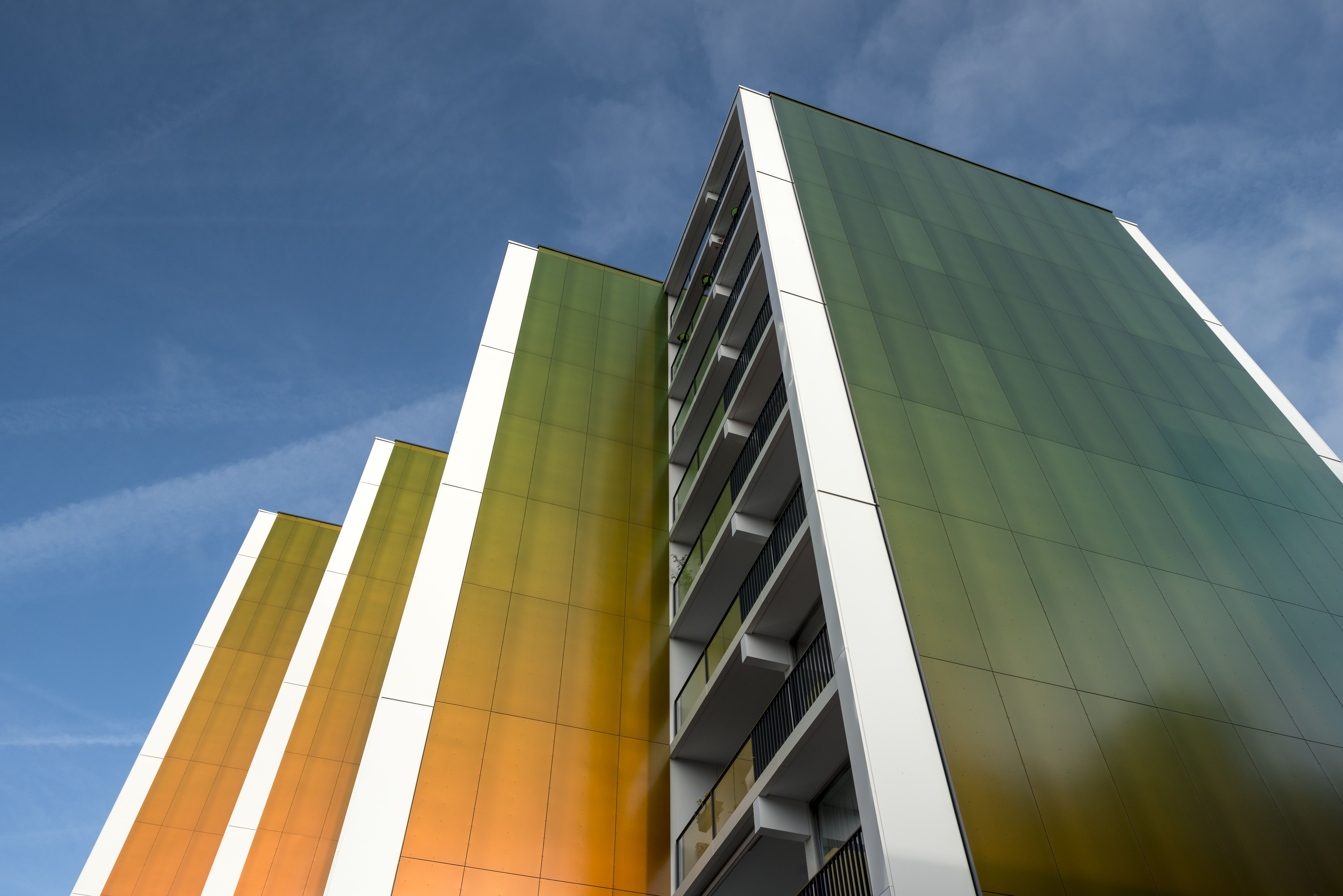 The Weezenhof, multi-unit family houses (Appartment blocks) in Nijmegen, The Netherlands. Cladded with Rockpanel Chameleon